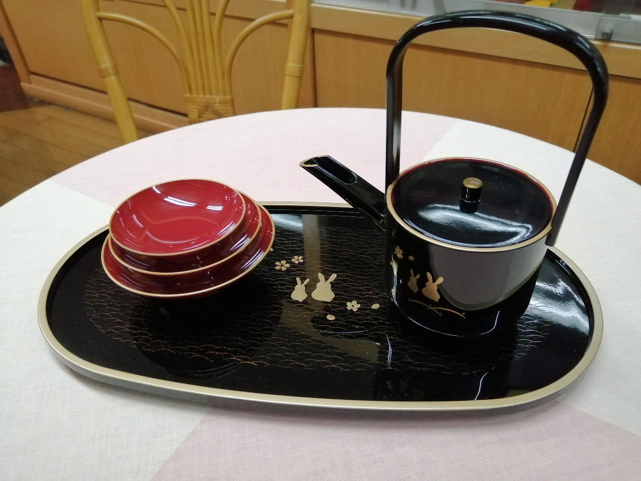 地紋うさぎ　屠蘇器