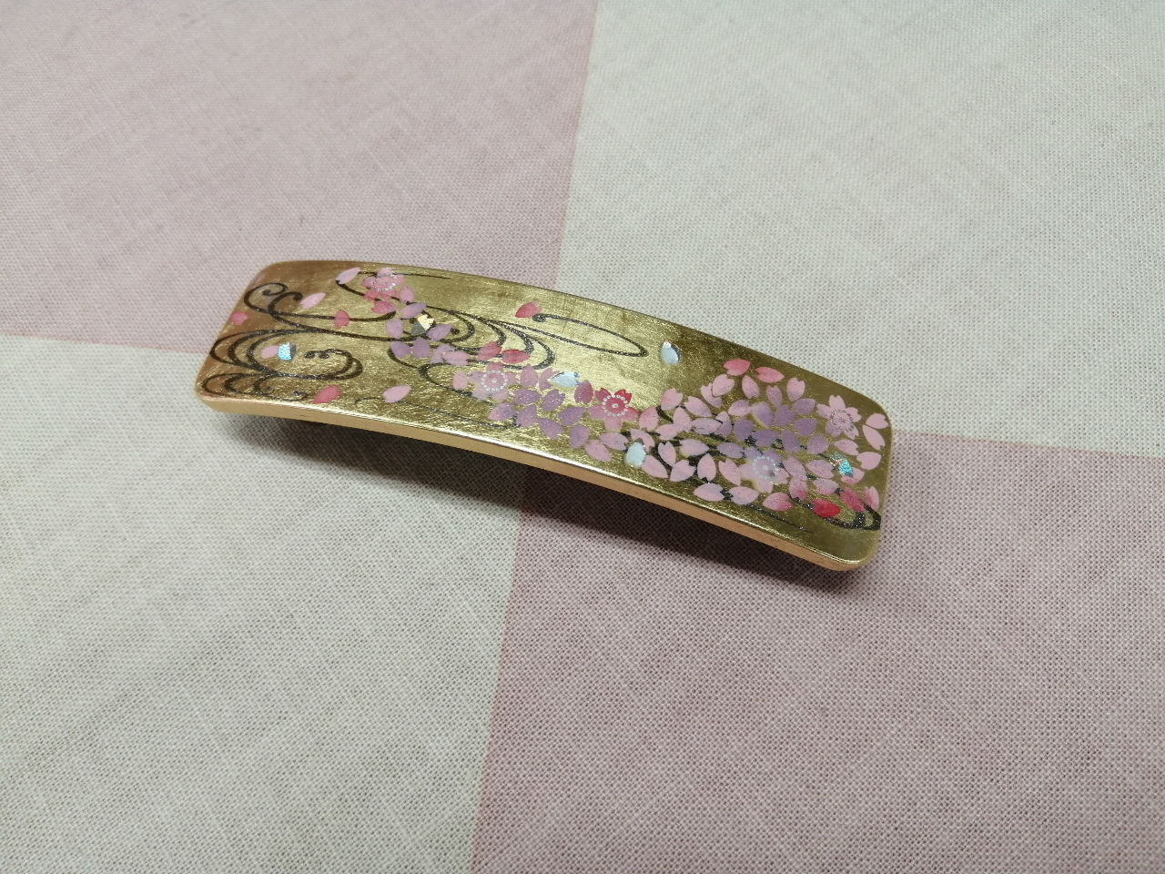 金箔　漆芸バレッタ　舞桜